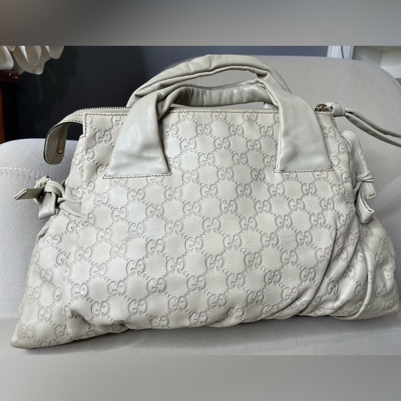 Auth GUCCI GG Crystal Hysteria Crest Hand Bag Coated Canvas Leather Cream - Picture 4 of 11